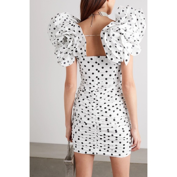 Alessandra Rich Polka Dot Mini Dress White Taffeta - Picture 5 of 12